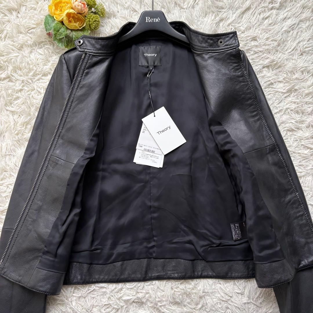 新品タグ付き♡セオリー シングルライダース レザージャケット 羊革 黒 S