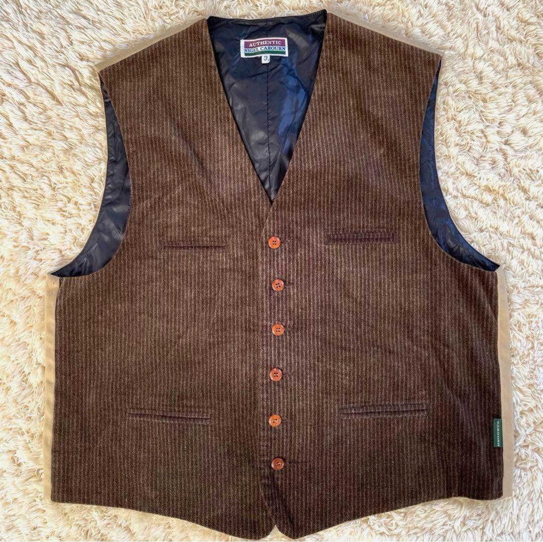 Nigel Cabourn ナイジェルケーボン ベスト ストライプ ブラウン