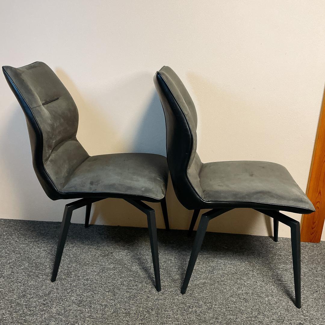 ２脚　セラミクス GY ラウンドチェア　オートリターン式　回転　ダイニングチェア