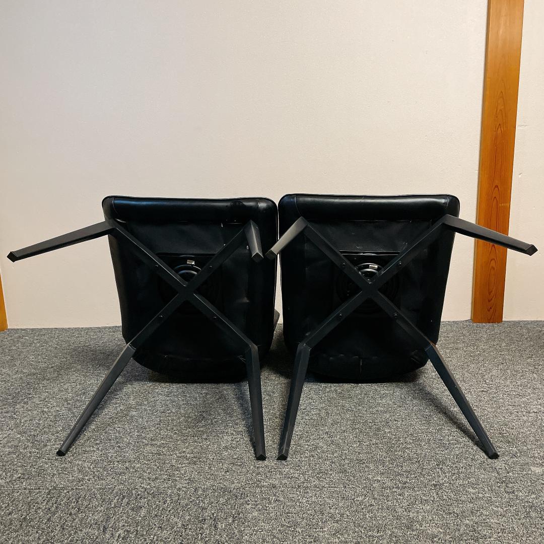 ２脚　セラミクス GY ラウンドチェア　オートリターン式　回転　ダイニングチェア