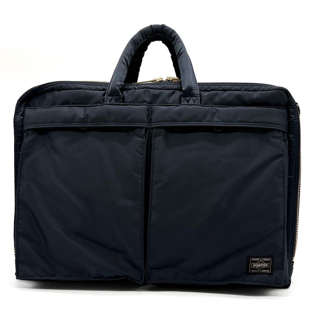 【極美品】ポーター タンカー 2way ブリーフケース ナイロン アイアンブルー