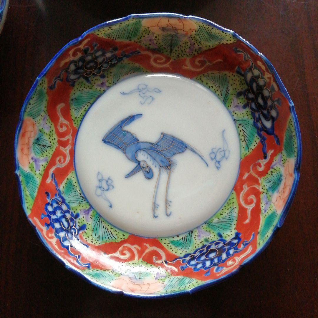 伊万里　染付色絵小皿　13cm　8枚　明治～大正期