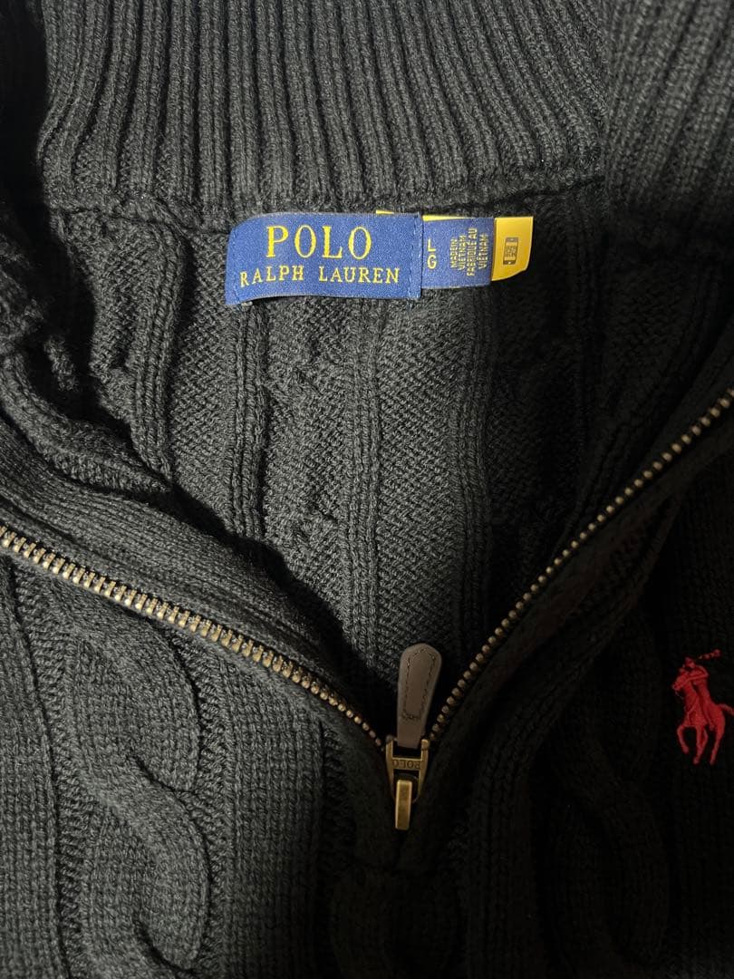 POLO ラルフローレン ハーフジップ ニット ブラック L
