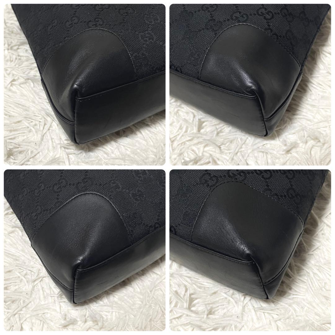 【極美品】GUCCI グッチ　ワンショルダー　キャンバス　レザー　ブラック　黒