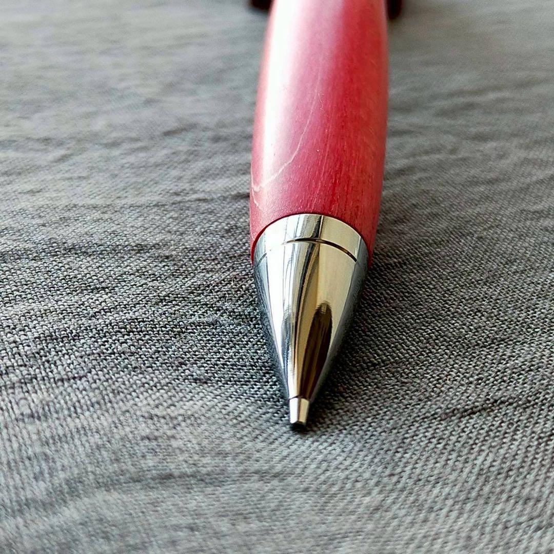 【薄赤】　スタビライズドウッド　ハンドメイド　木軸シャープペン　0.5mm