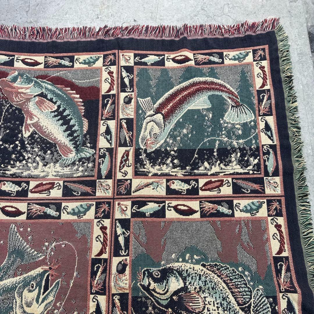 釣り　魚　マルチカバー　ソファーカバー　ヴィンテージラグ　178x120