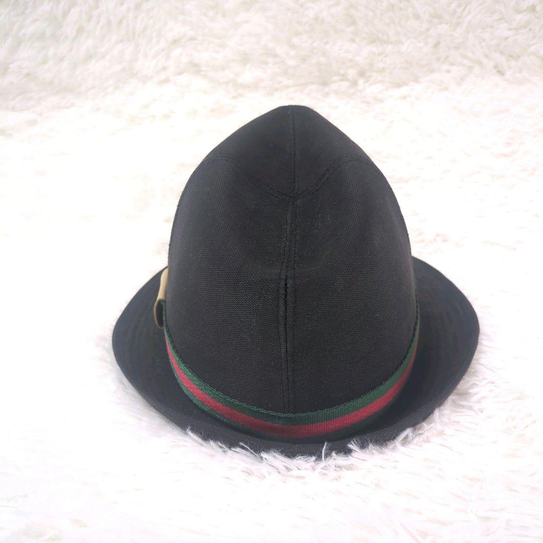 美品✨️　GUCCI　ハット　シェリーライン　ブラック　中折れ　キャンバス