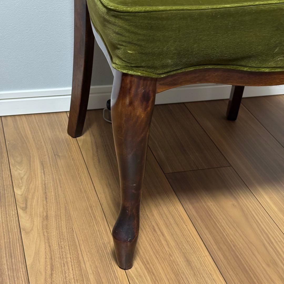 【希少】アンティーク調 チェア 猫脚 グリーン 椅子 レトロ 2脚セット