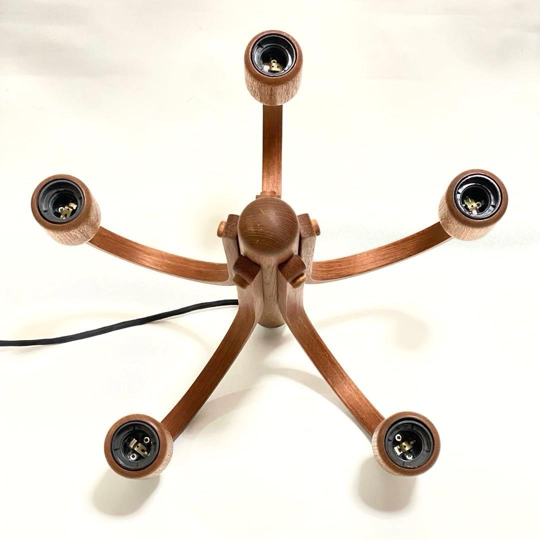 【希少・状態良】Domus ドムス シャンデリア　５灯　木製　チーク材　ドイツ製