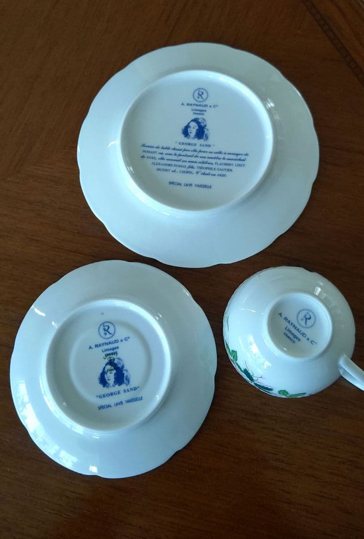 Raynaudジョルジュサンドカップ&ソーサー&プレート3点