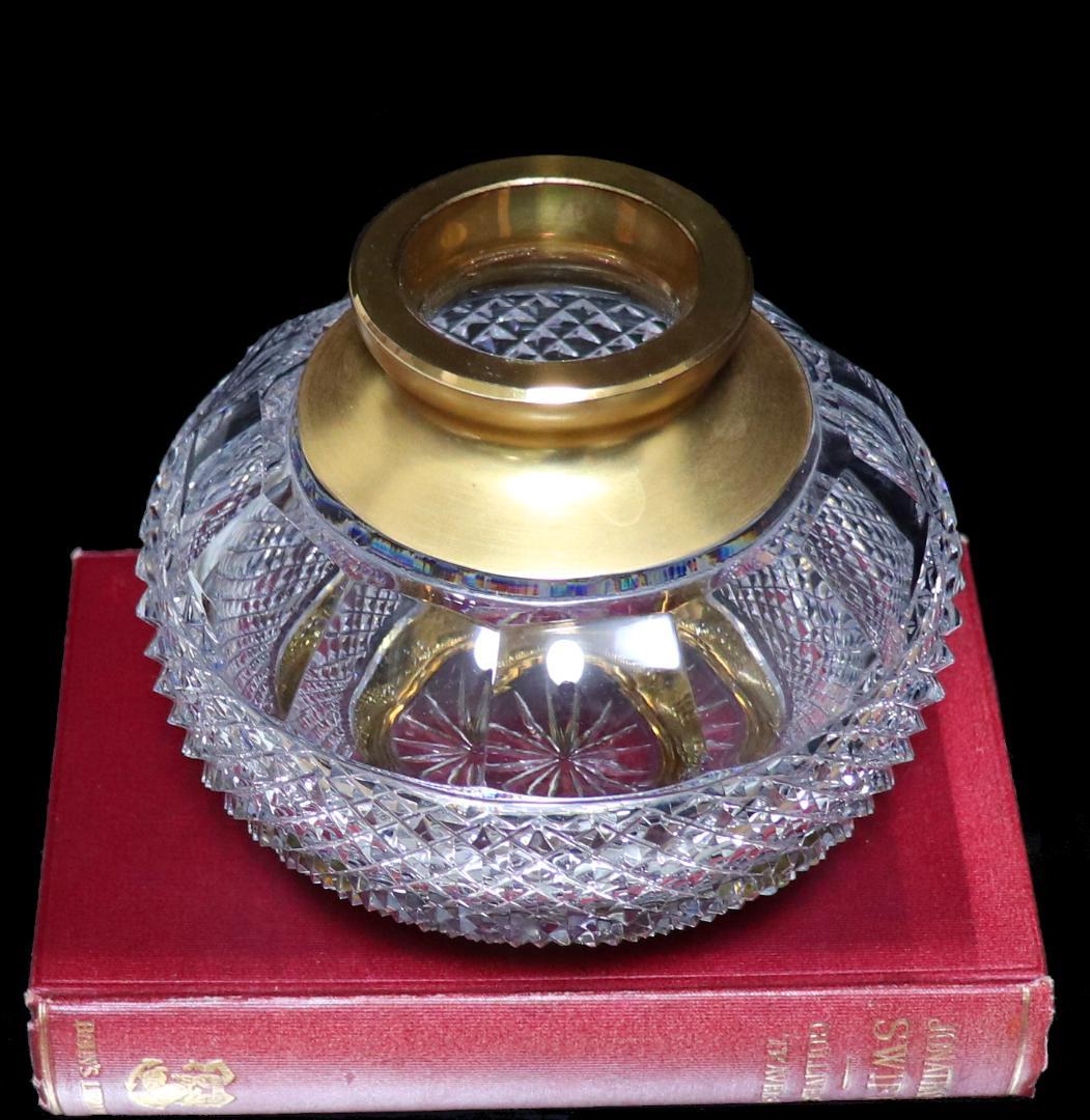 オールド・バカラ 1900年 大型金彩切子花瓶 1kg ディアマン・ビゾー 金縁