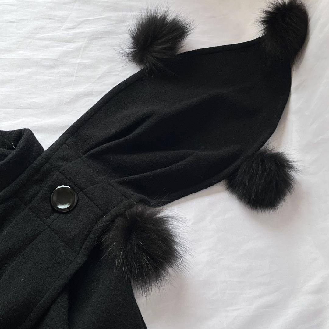 FOURCARD カシミヤ　フォックス　アシンメトリー　ポンチョコート　黒