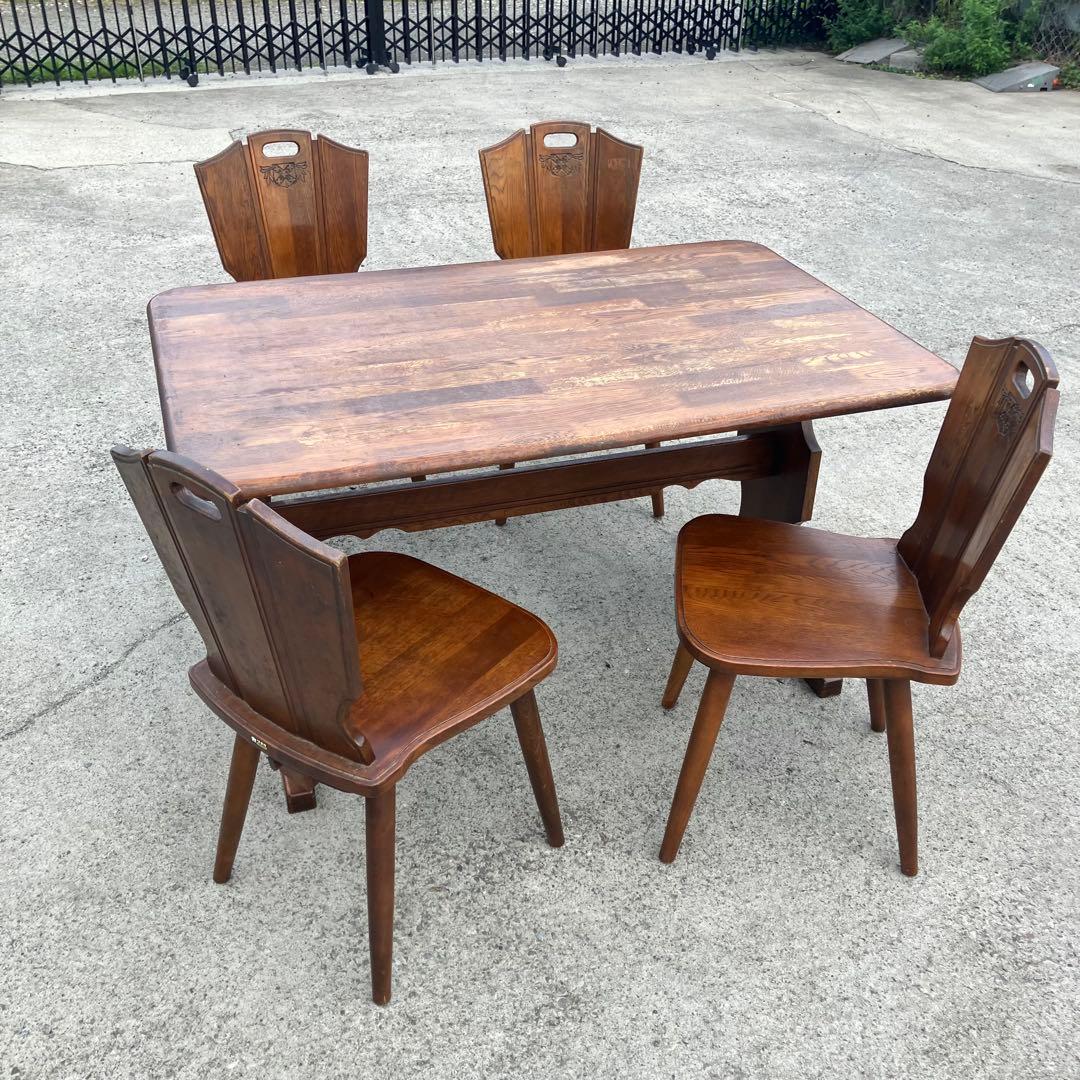 北欧レトロ カリモク ルスティック 大型 木製ダイニングテーブル 古家具