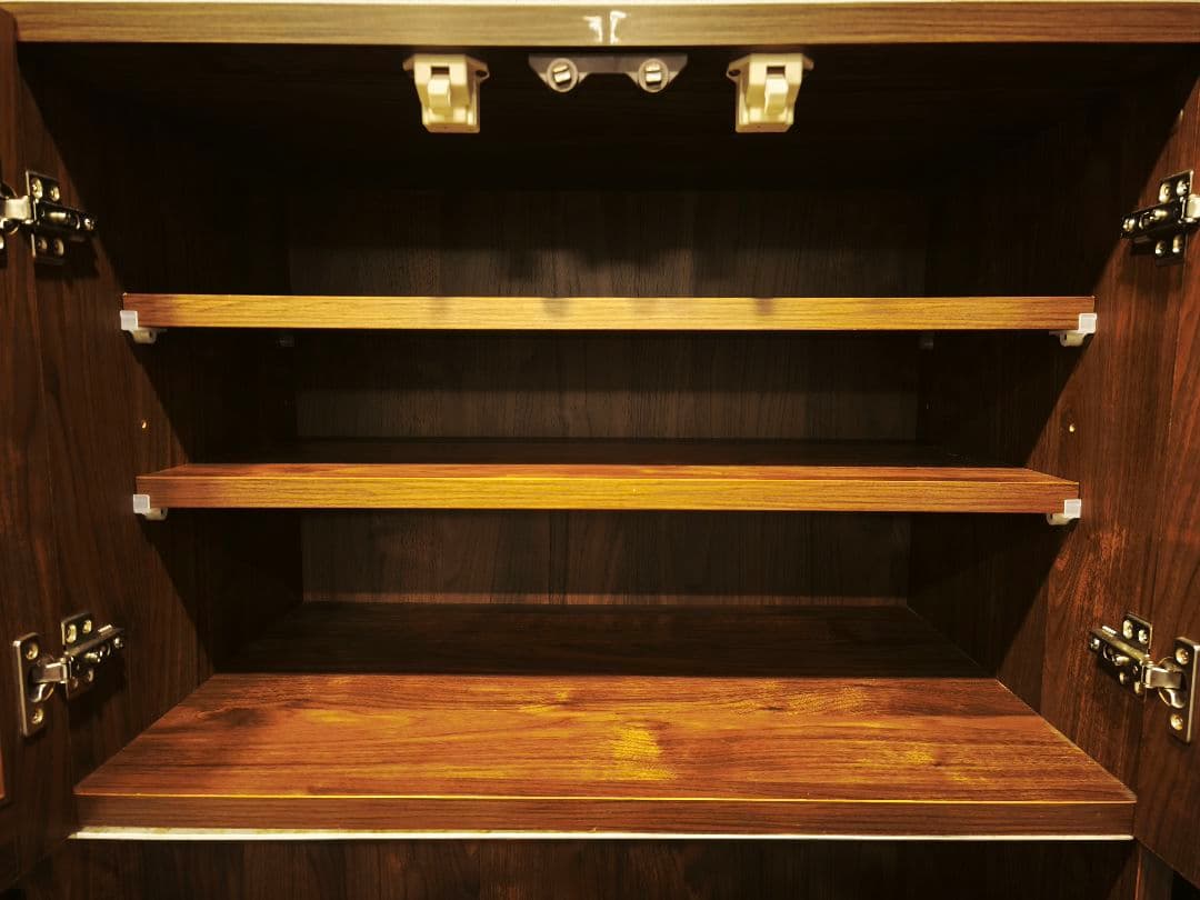 ウッド調 キッチン収納 食器棚 ガラス扉付き