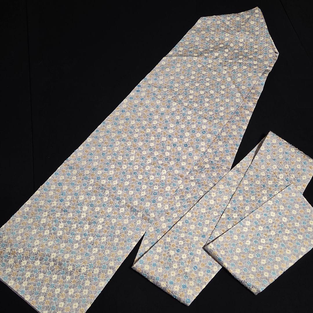 着物と帯京月花 m3805 ■灰色がかった紫地に総絞り正絹名古屋帯/九寸■