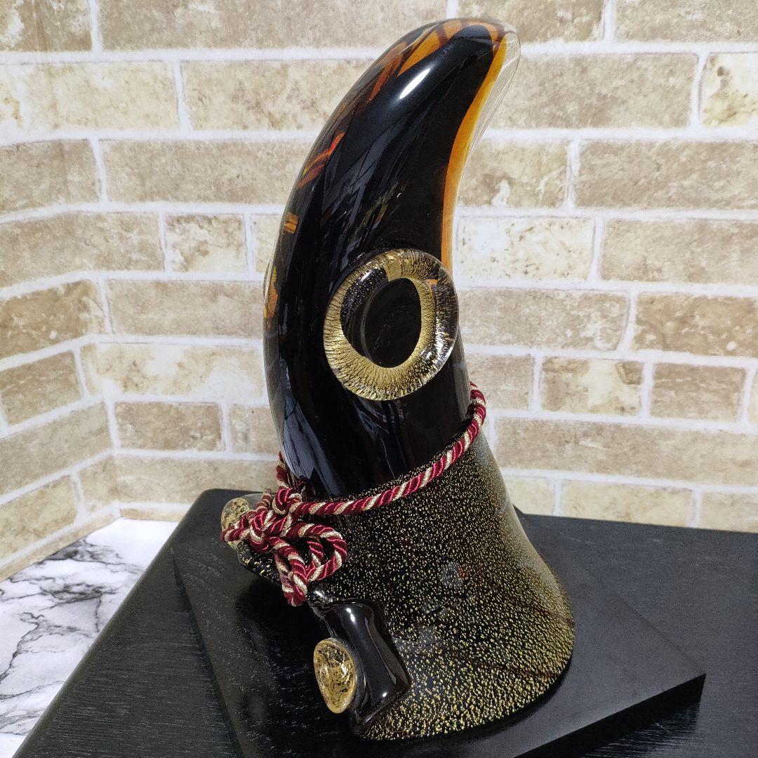 マルティグラス 硝子工芸 飾り兜 加藤清正風 金箔入り 杉岡良紀作