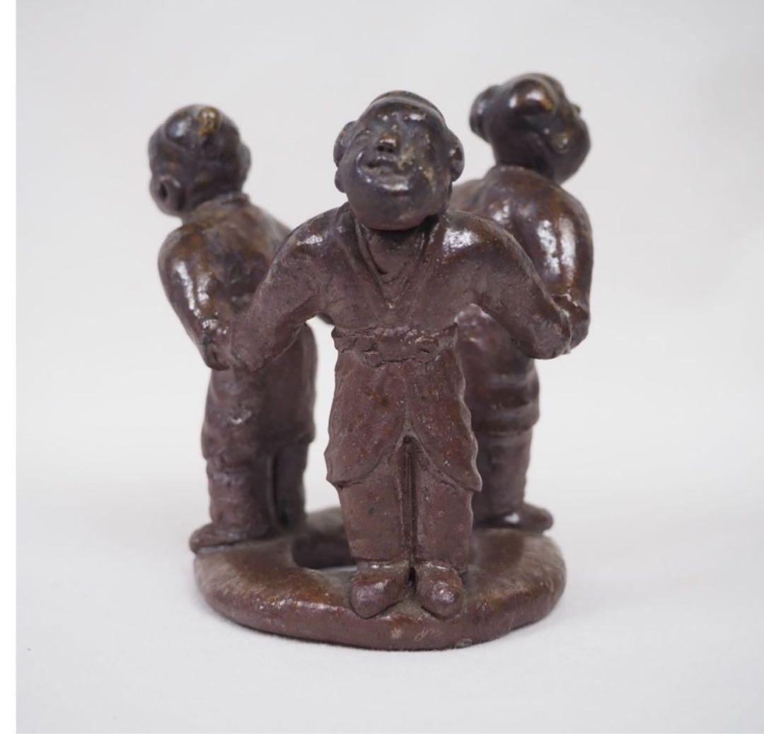 送料無料　時代物　備前焼　極上品唐子蓋置　茶道具　検/楽山紫砂九谷備前萩焼常滑