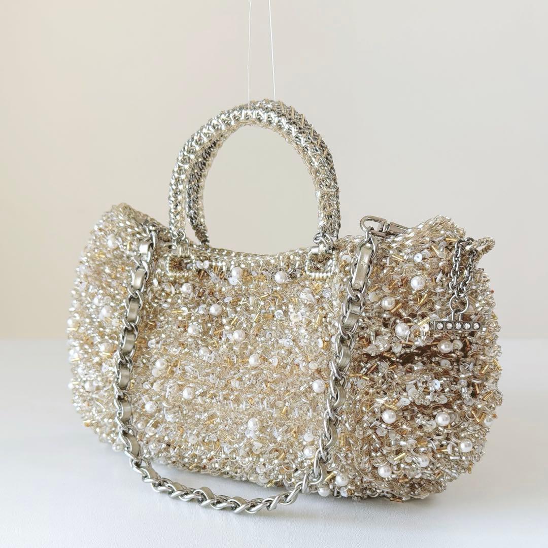 アンテプリマ　ペルラグリッター　3wayハンドショルダーバッグ　シルバーゴールド