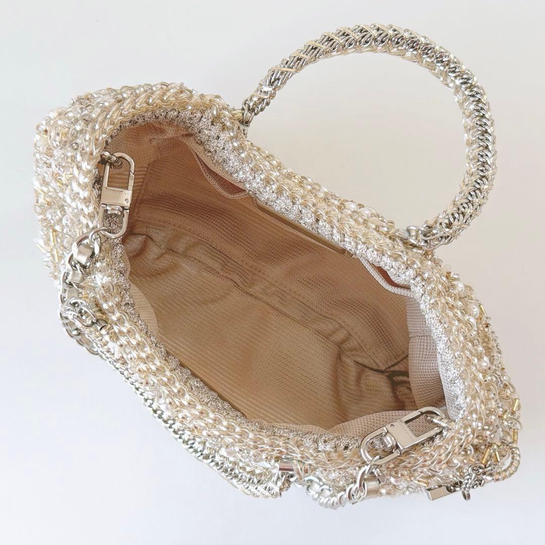 アンテプリマ　ペルラグリッター　3wayハンドショルダーバッグ　シルバーゴールド