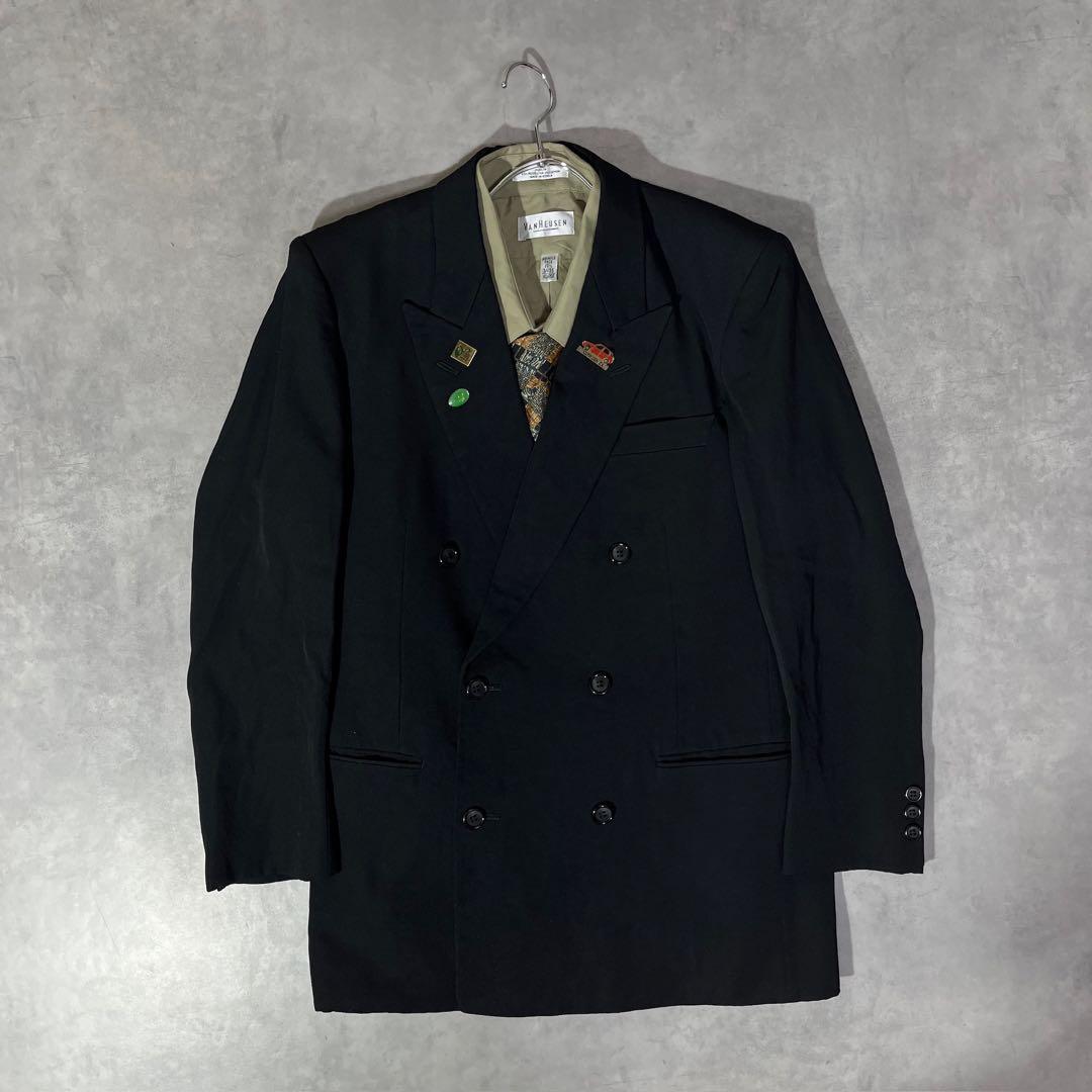 [F.041]【vintage】 セットアップ ダブル　ピンズ　ネクタイ