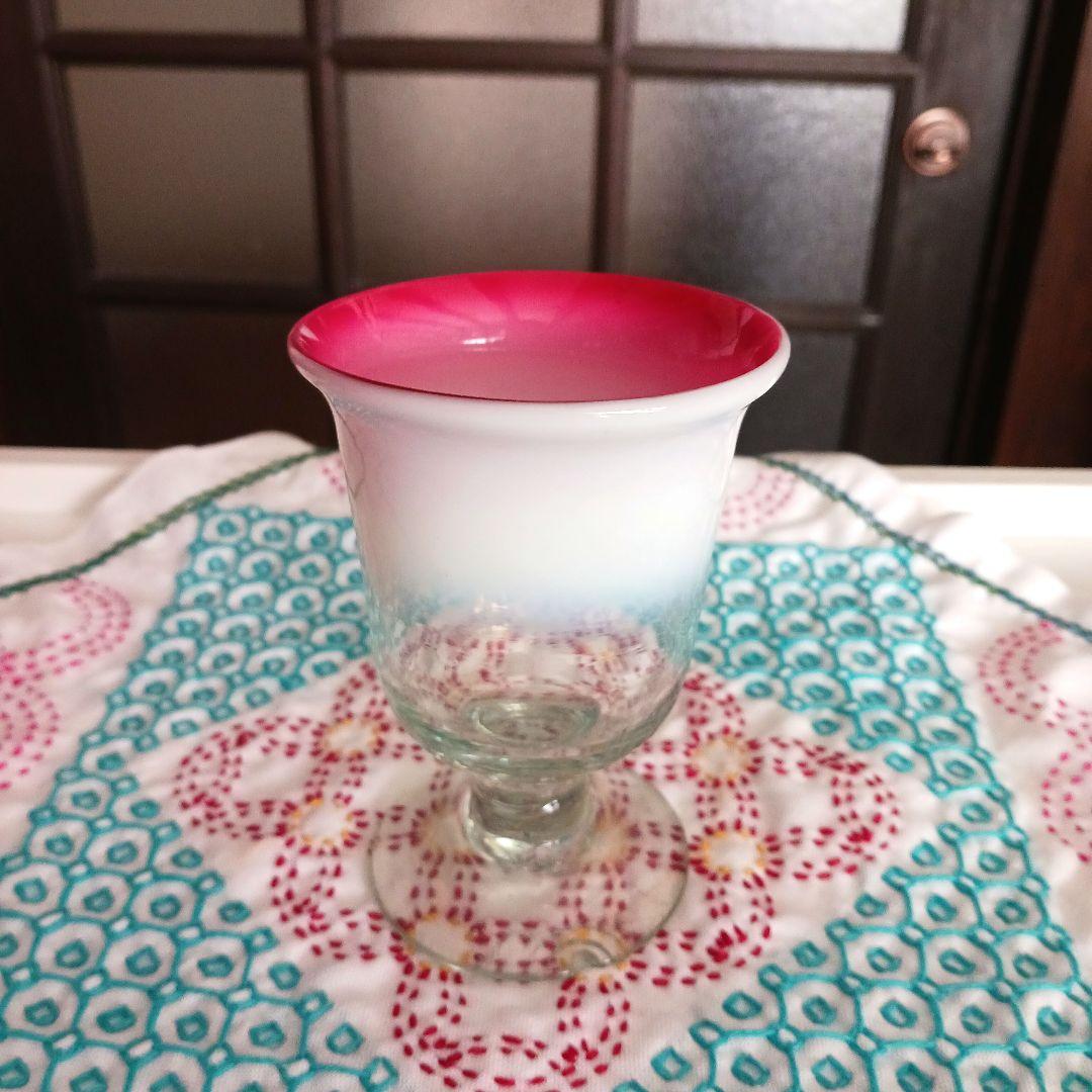 大正ガラス ピンクレッドセット 氷カップと氷コップ