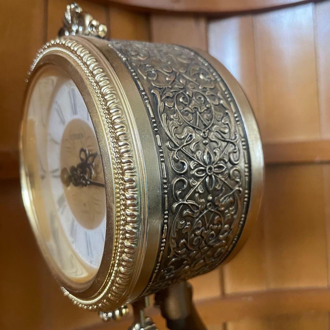 CITIZENシチズン　ブロンズ　平和の女神　鳩　裸婦像　振り子時計金色完動品！