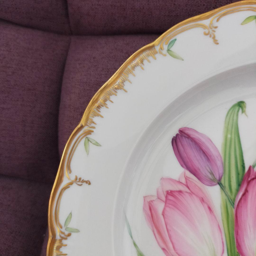KPM　ベルリン　チューリップ　手描き?　金彩　アンティーク　プレート　皿