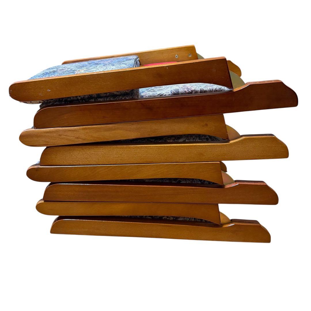 昭和レトロ 花柄 折り畳み座椅子 4脚セット 和風 木製