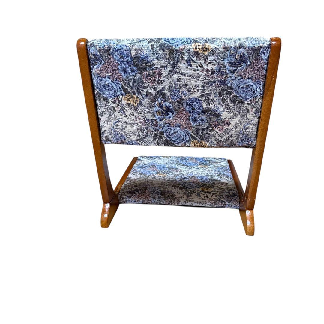 昭和レトロ 花柄 折り畳み座椅子 4脚セット 和風 木製