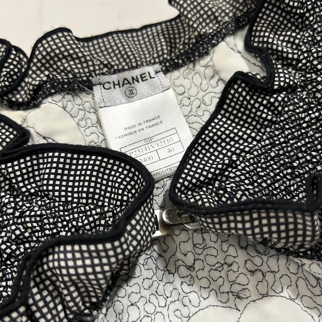 CHANEL ジャケット ボレロ 黒 ポップコーン カメリア カーディガン 40