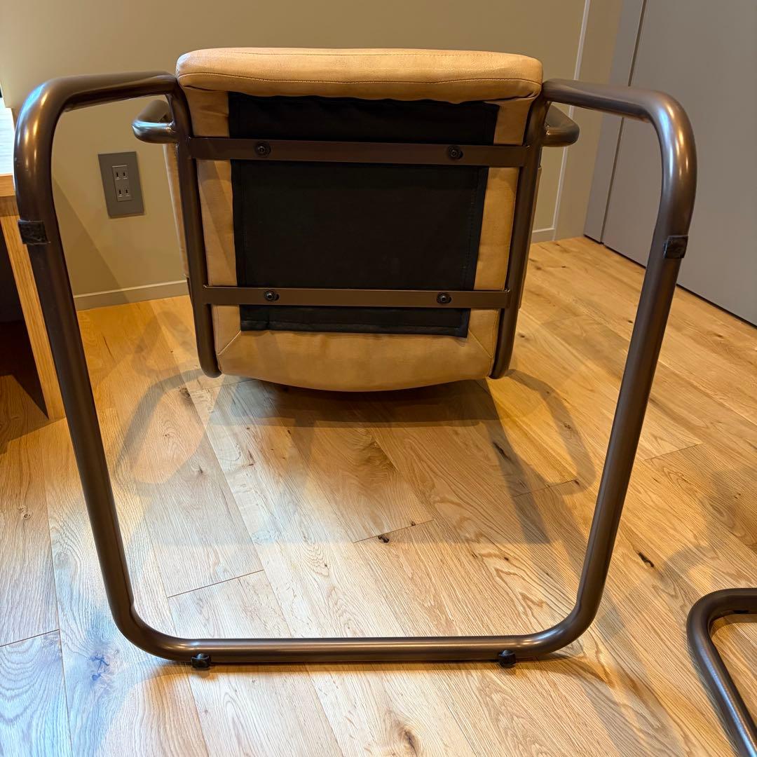 東谷　アームチェア　レザー　椅子　ダイニングチェア　2脚　セット　ベージュ