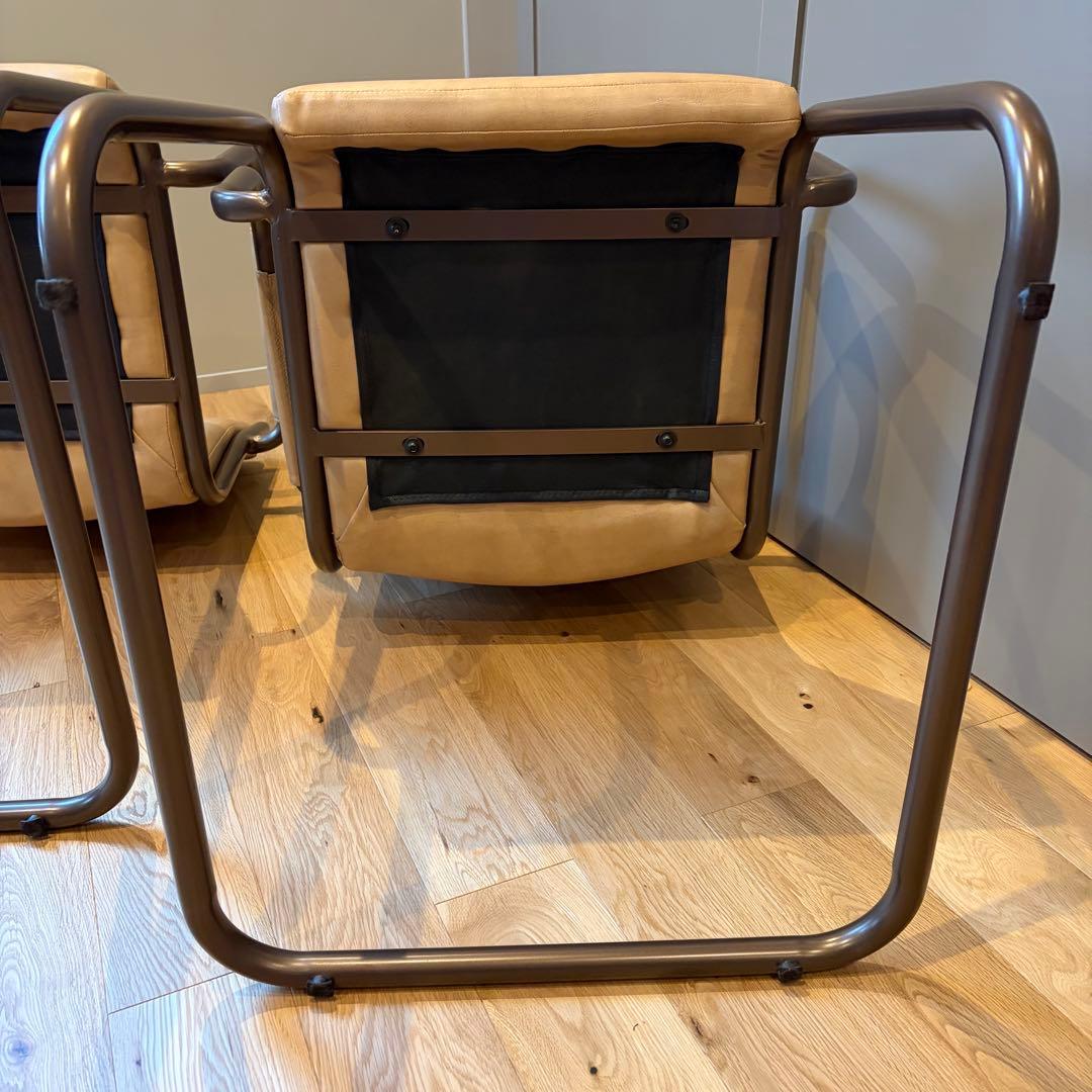 東谷　アームチェア　レザー　椅子　ダイニングチェア　2脚　セット　ベージュ