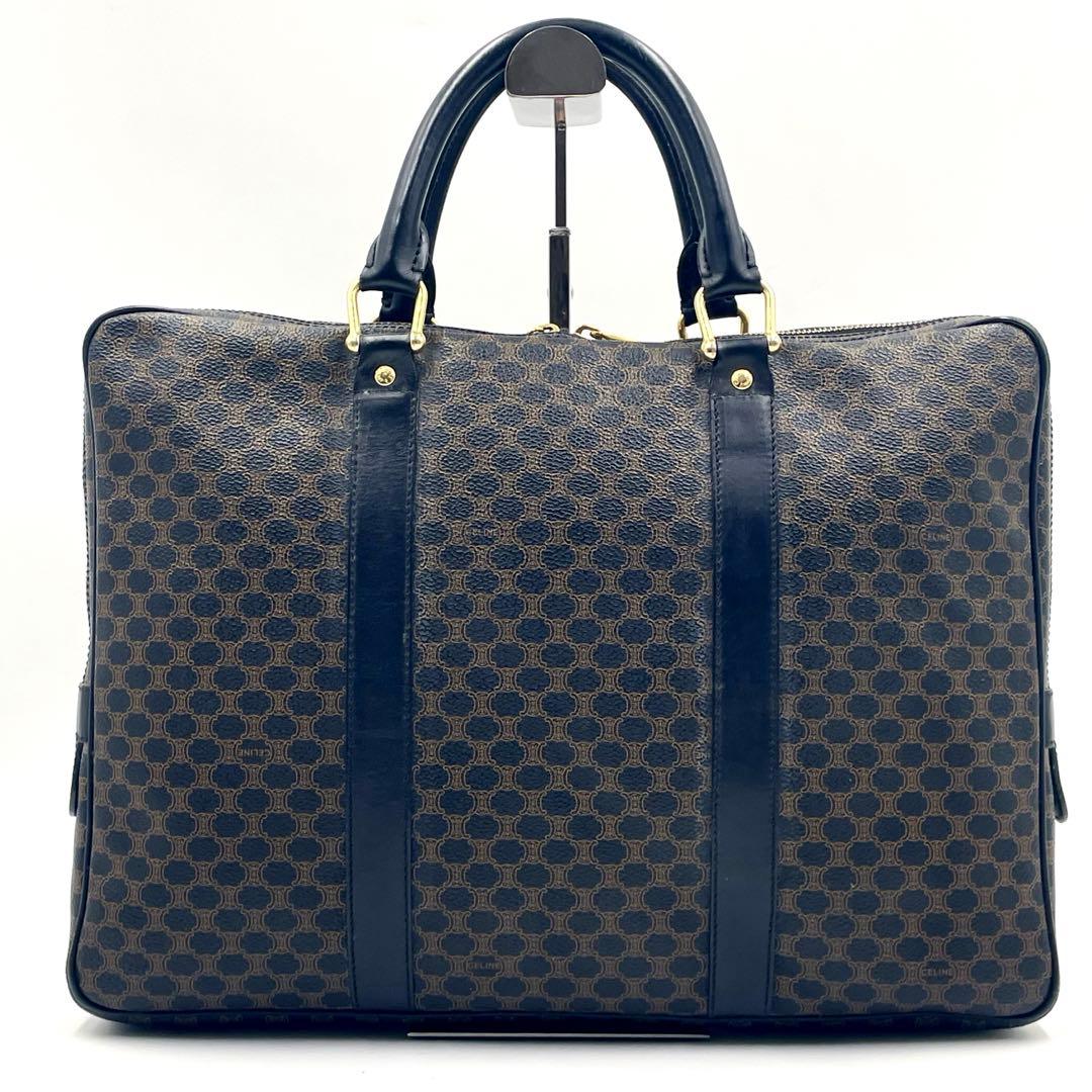 【美品】CELINEセリーヌ 黒マカダム ビジネスバッグ ブリーフケース A4可