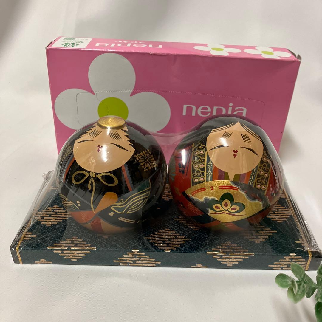 新品　大内人形　ひな人形　28号　木製漆 直径約8.4　雛人形　工芸品　金箔