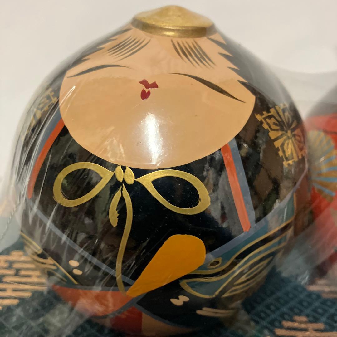 新品　大内人形　ひな人形　28号　木製漆 直径約8.4　雛人形　工芸品　金箔