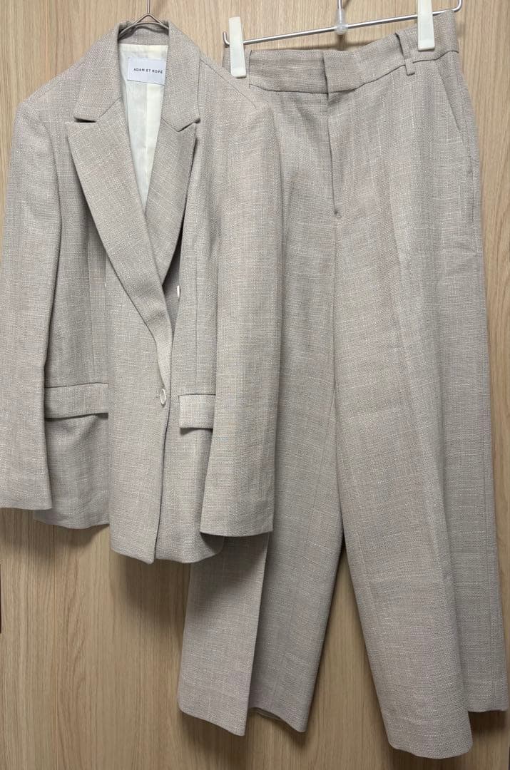 美品　アダムエロペ セットアップ　ツイードテーラードジャケット　パンツ　38