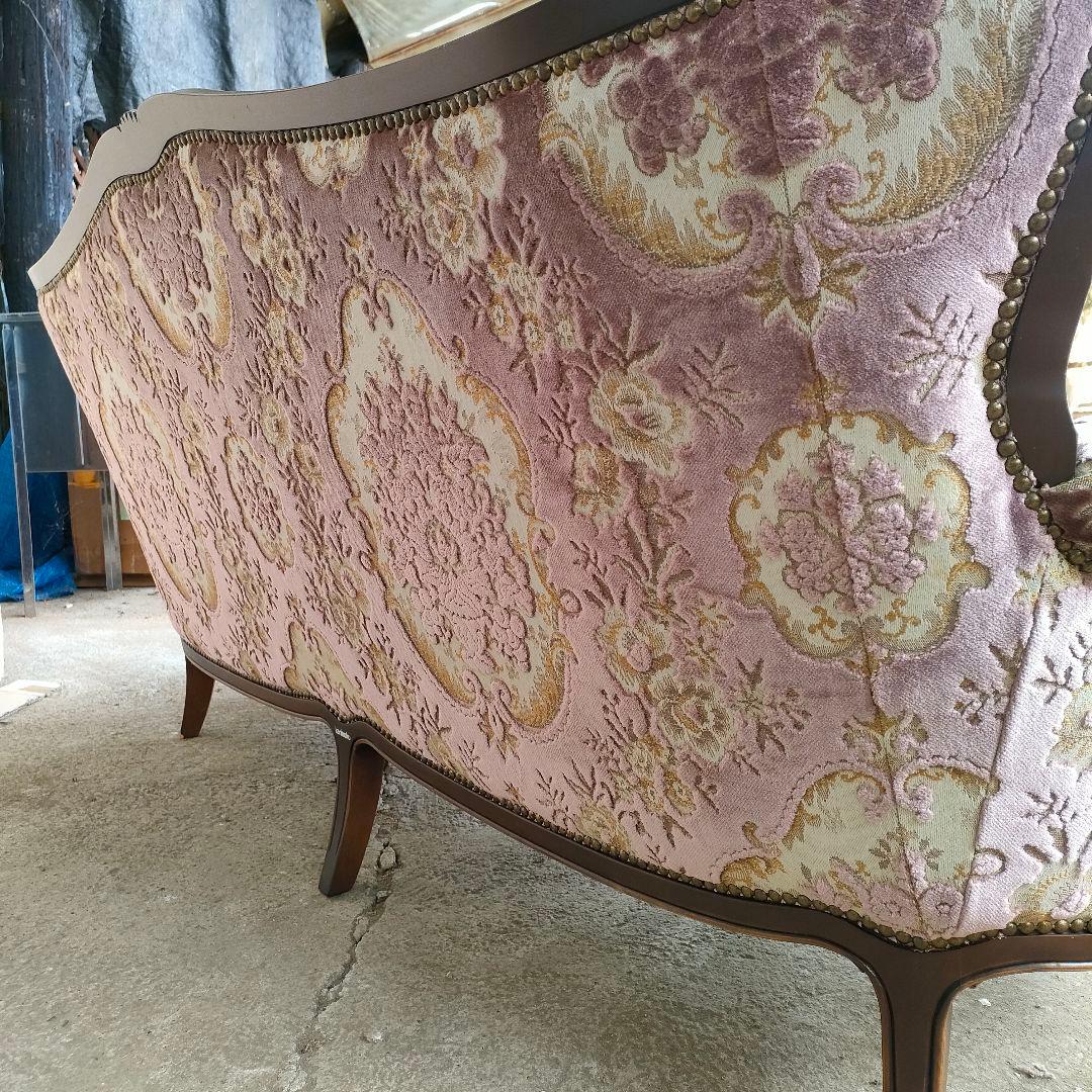 カリモク ドマーニ 3人掛けソファ 布張り 鋲打ち 金華山