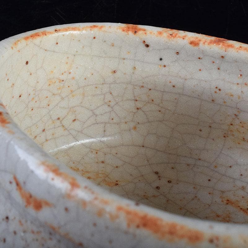 りん　茶道具　志野焼　人間国宝　荒川豊蔵作　沓茶碗　時代箱　V　R9380