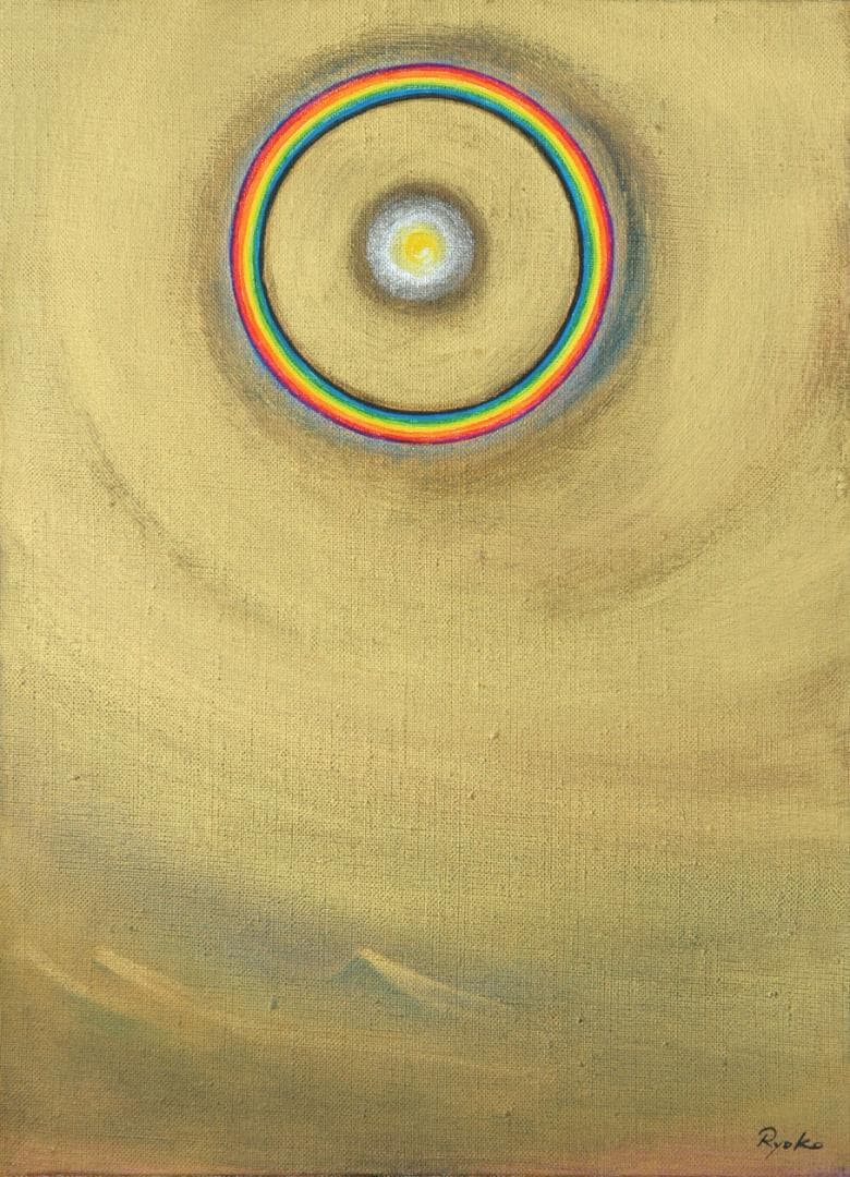 油絵 菅家令子 絵 絵画インテリア額付(銀) F4-G202023 風景祈り奇跡