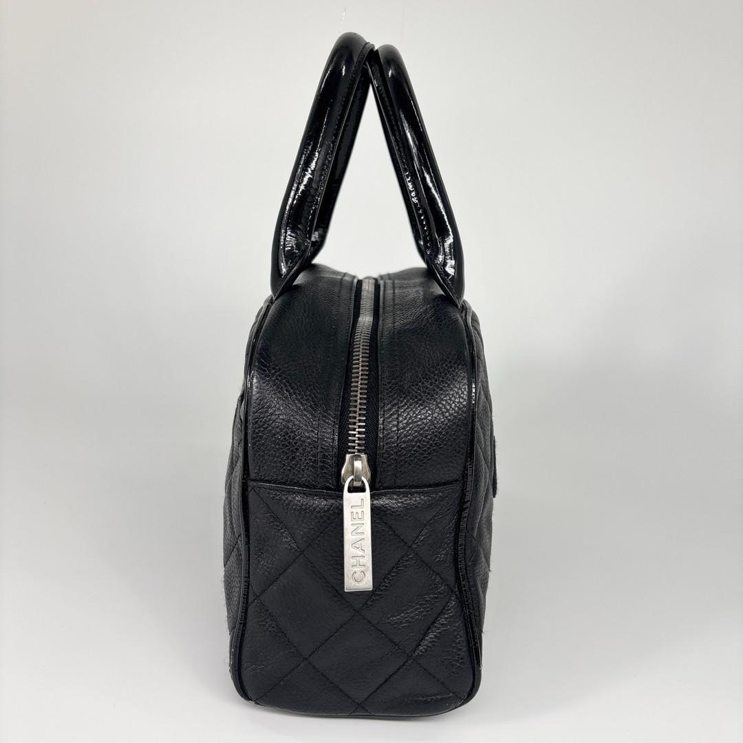 超極美品 シャネル キャビアスキン ハンドバッグ ミニボストンバッグ ブラック