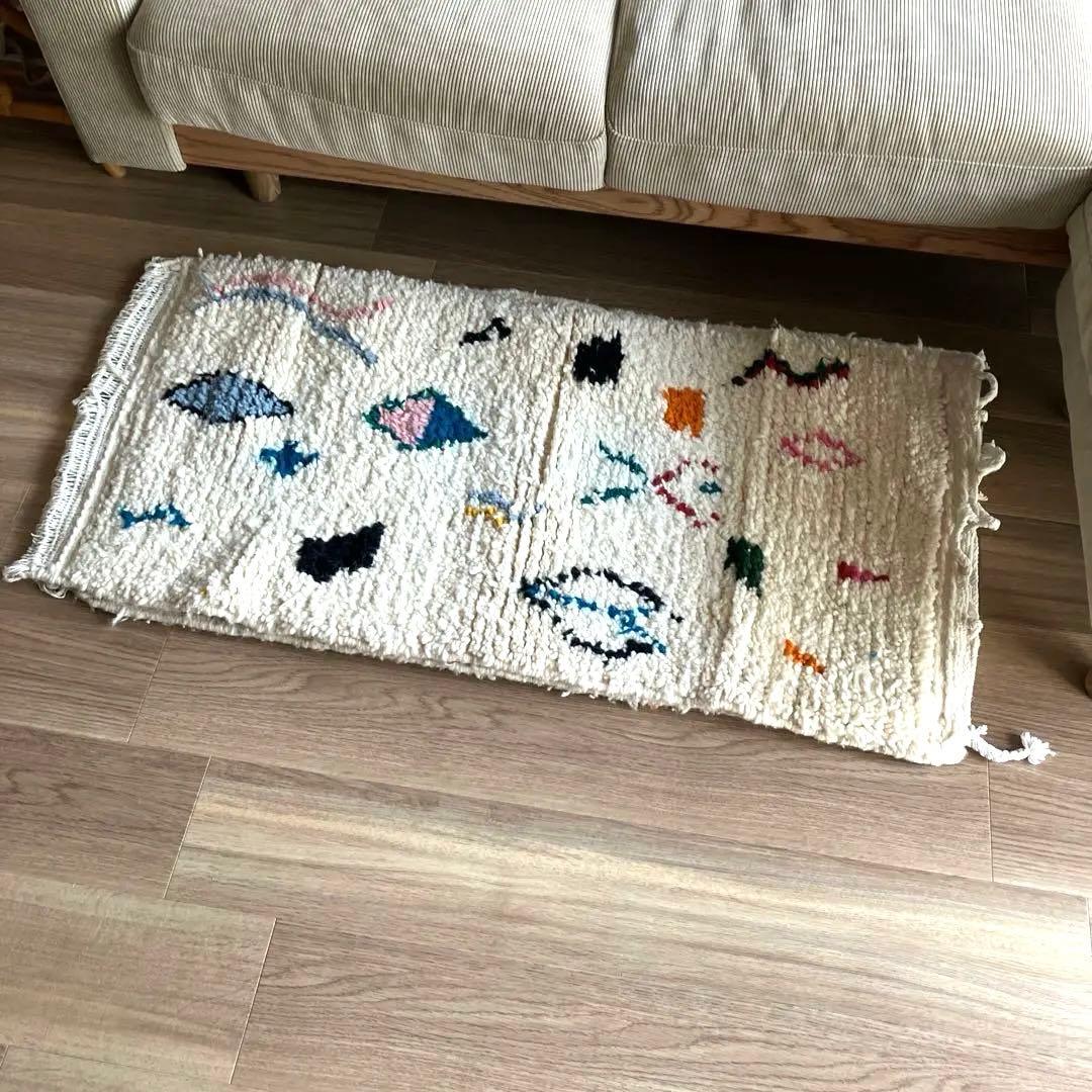 モロッコ　ラグ　アジラル　カラフル　2点