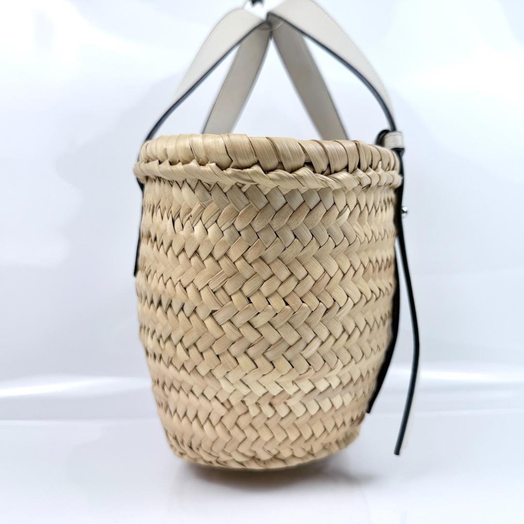 美品 LOEWE ロエベ カゴバッグ 白 ホワイト スモール バスケットバッグ