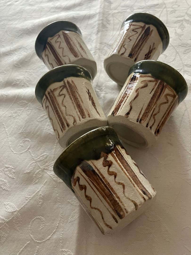 未使用❤️織部焼 茶碗蒸し 蓋付き椀 一口椀 5脚セット