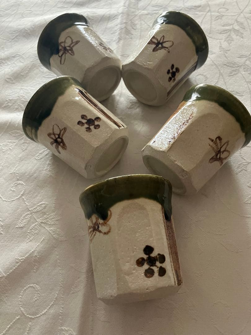 未使用❤️織部焼 茶碗蒸し 蓋付き椀 一口椀 5脚セット