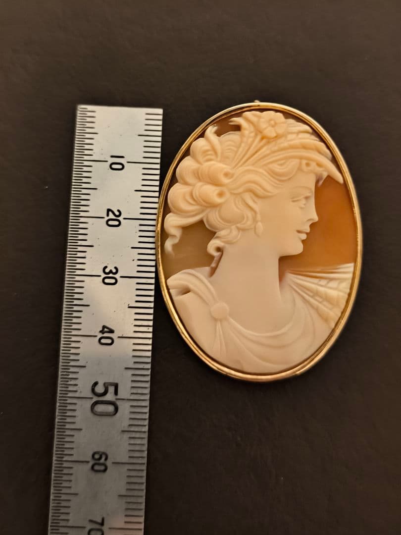 イタリア製 カメオ 14K 585 金 ゴールド ブローチ ペンダントトップ