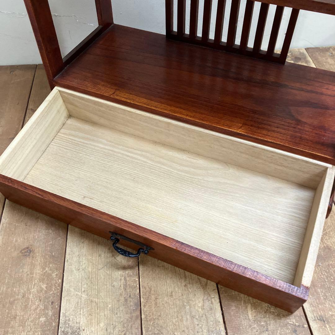 B-1 昭和レトロ 木製格子 飾り棚 2段 シェルフ オープンシェルフ 古道具