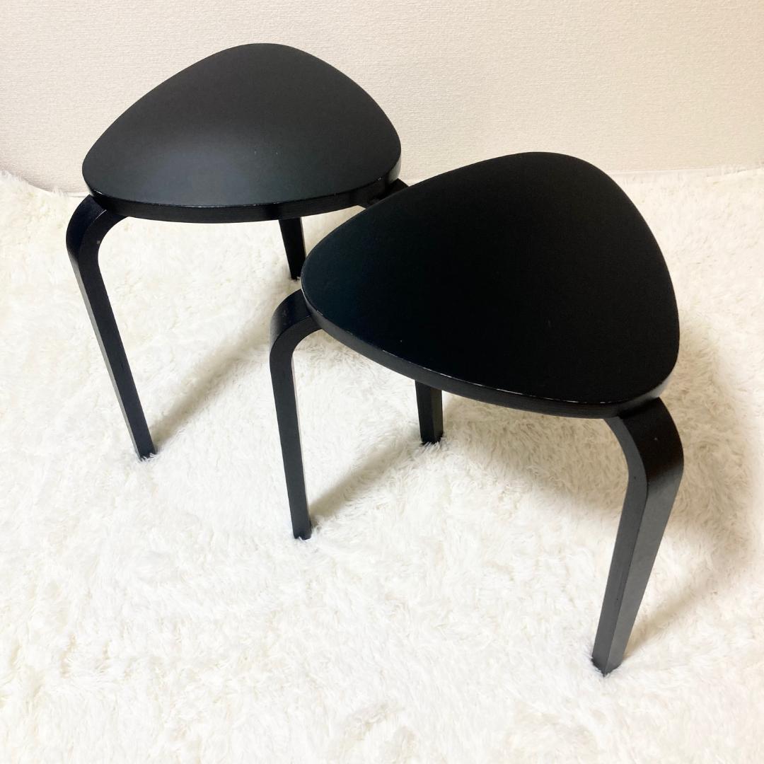 IKEA KYRRE シルレ スツール 2脚セット 木製 北欧 3本脚 三角 黒