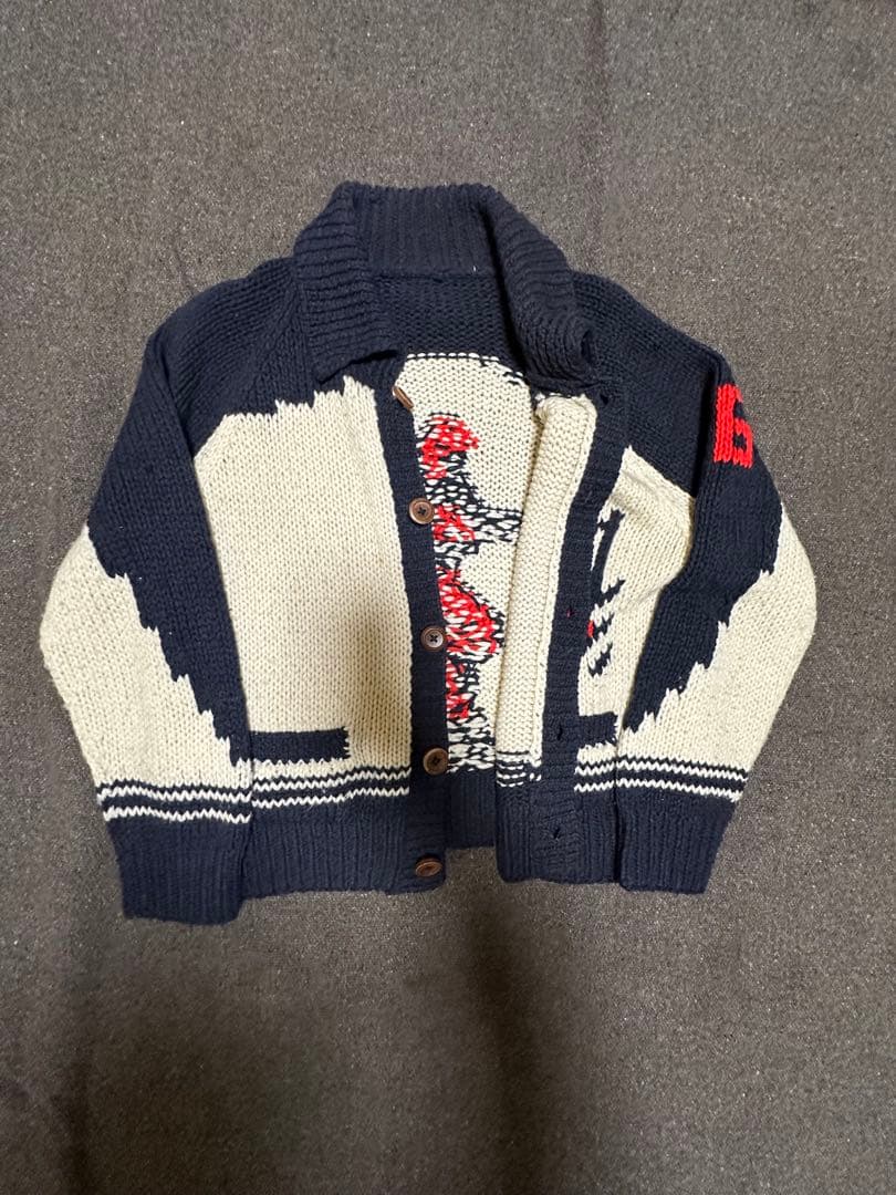 有*♪様 60s カウチンニット フットボール柄