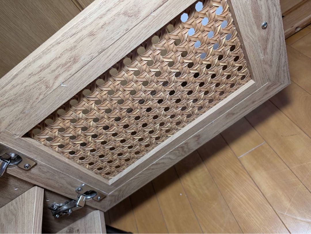 ■送料込■LOWYA ラタン ローテレビボード 2段収納 引き出し 麻 棚