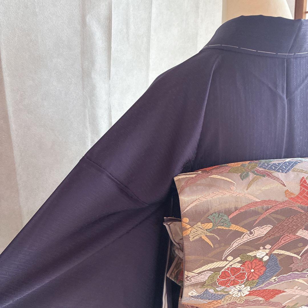 訪問着　フルセット　着物　正絹　ロング丈　しつけ糸付き　紫　梅の枝　結婚式　G9